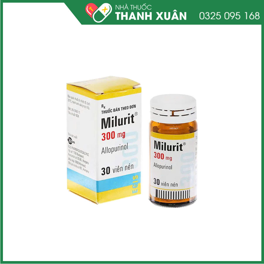 Milurit 300mg thuốc điều trị bệnh gout, phòng ngừa bệnh sỏi axit uric